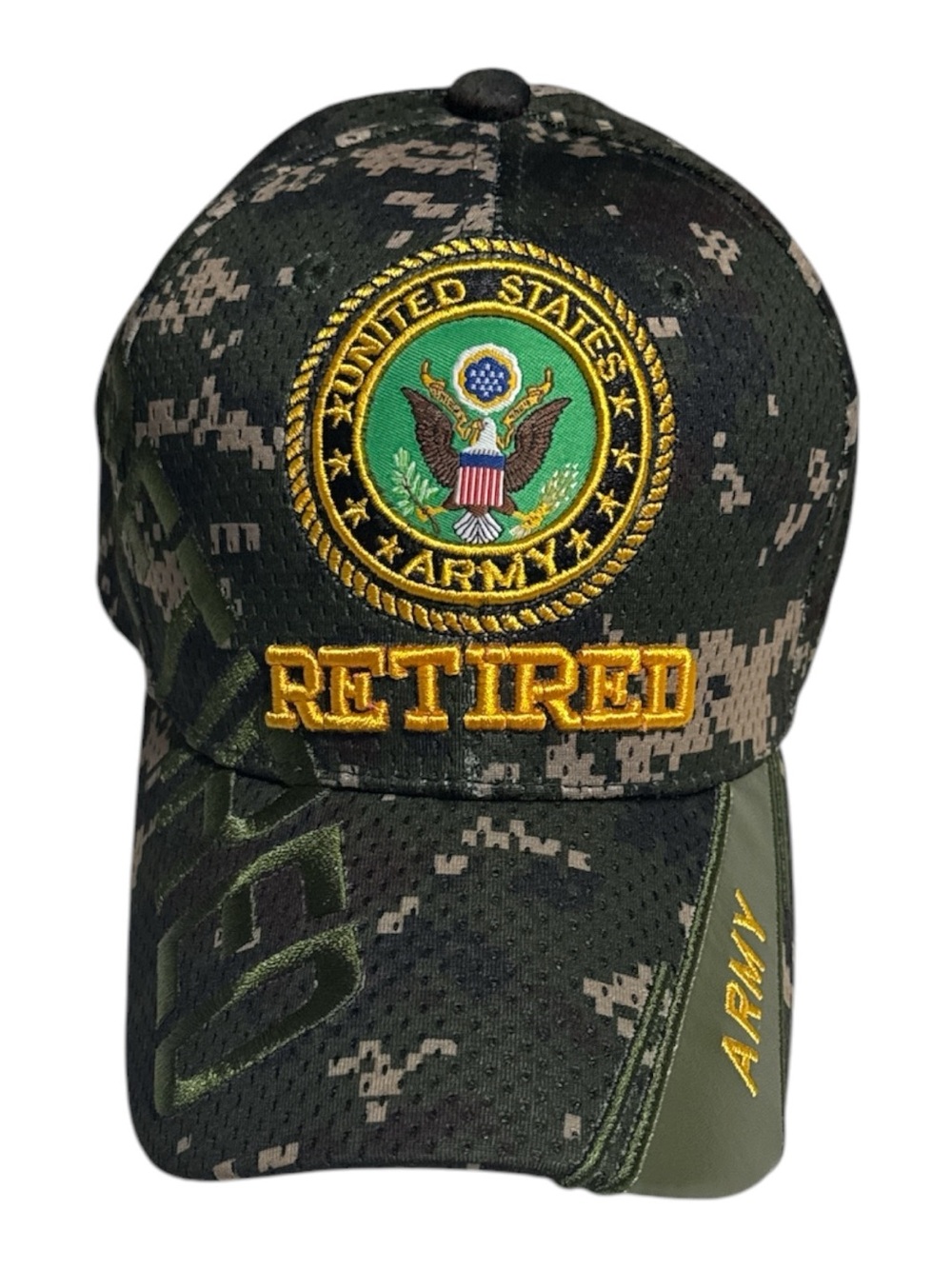 U.S. Army Retired Digital Camo Cap - Green, Black, Gold